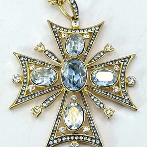 Crystal Cross Baroque Style Statement Multi Stone Embellishment by Akkad Jewelry